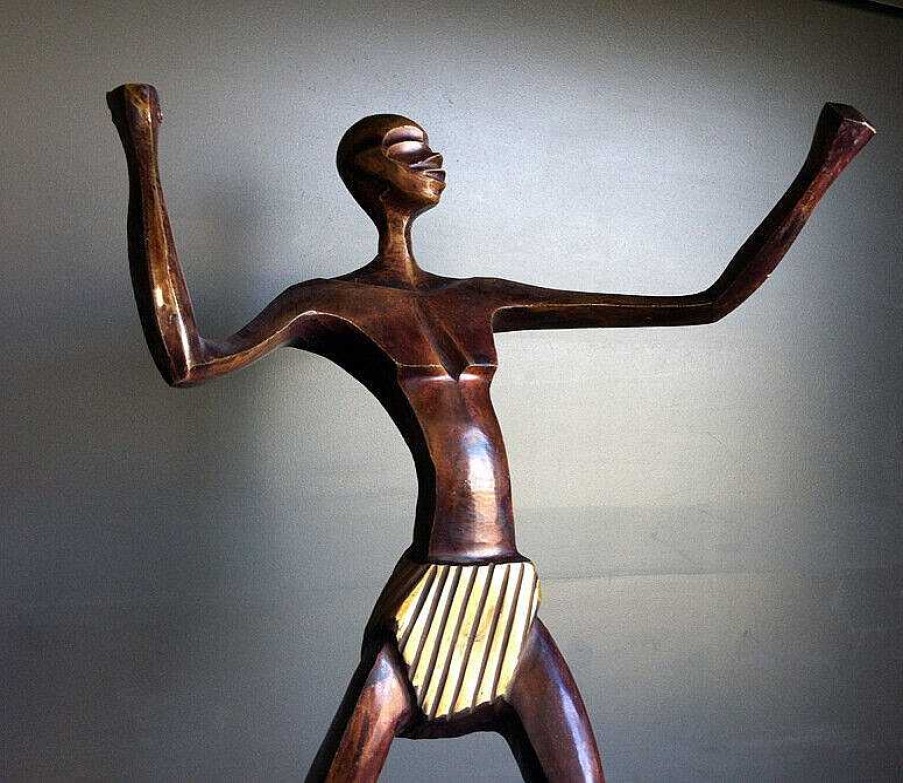 Sculptures EGO IMAGO | Jolie Sculpture En Bronze Contemporain " Chasseur Africain " Belle Patine