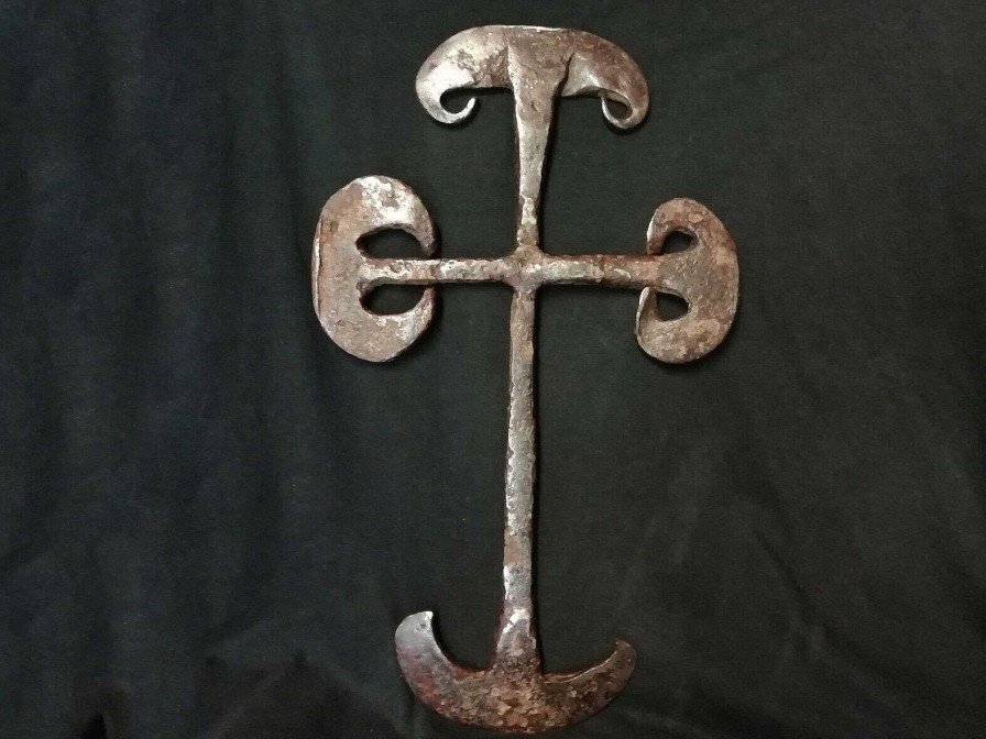 Objets EGO IMAGO | Ancien Crucifix Fer Forg Battu / Haute Epoque Xviie Xviiie P Lerin Wrought Iron