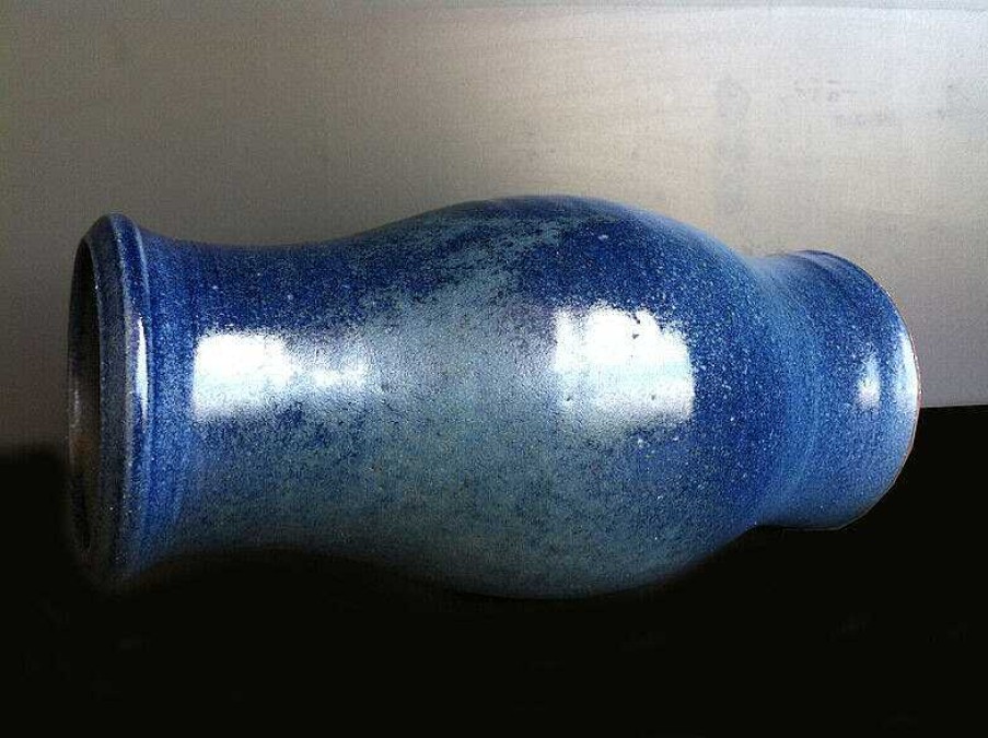 C Ramiques EGO IMAGO | Ancien Vase En Gr S De Norbert Pierlot Chateau De Ratilly Bleu Assez Rare !