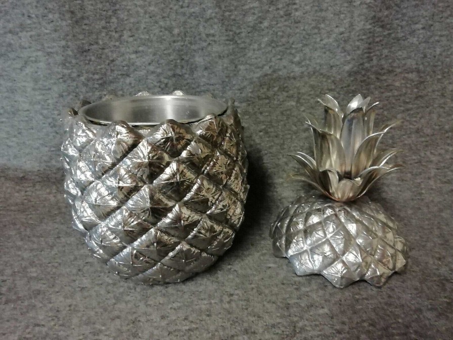 Objets EGO IMAGO | Vintage Italian Mauro Manetti Metal Clad Pineapple Ice Bucket, Circa 1960