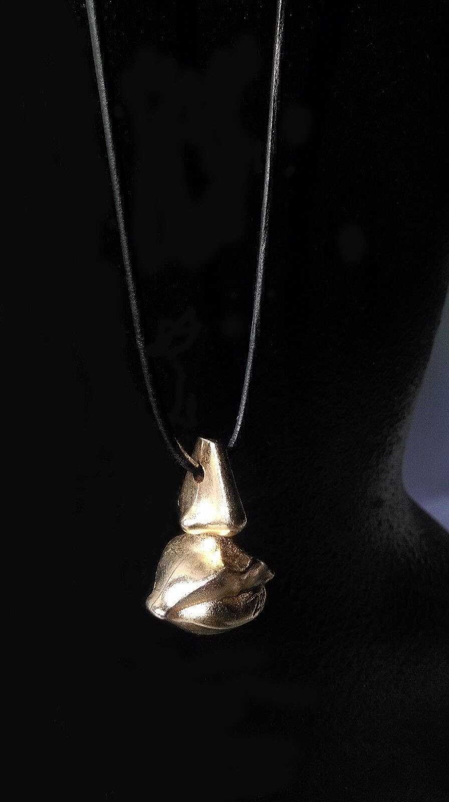 Bijoux EGO IMAGO | Charmant Collier Pendentif " Nez Bouche " Vintage D'Apr S Dali Cordon De Cuir