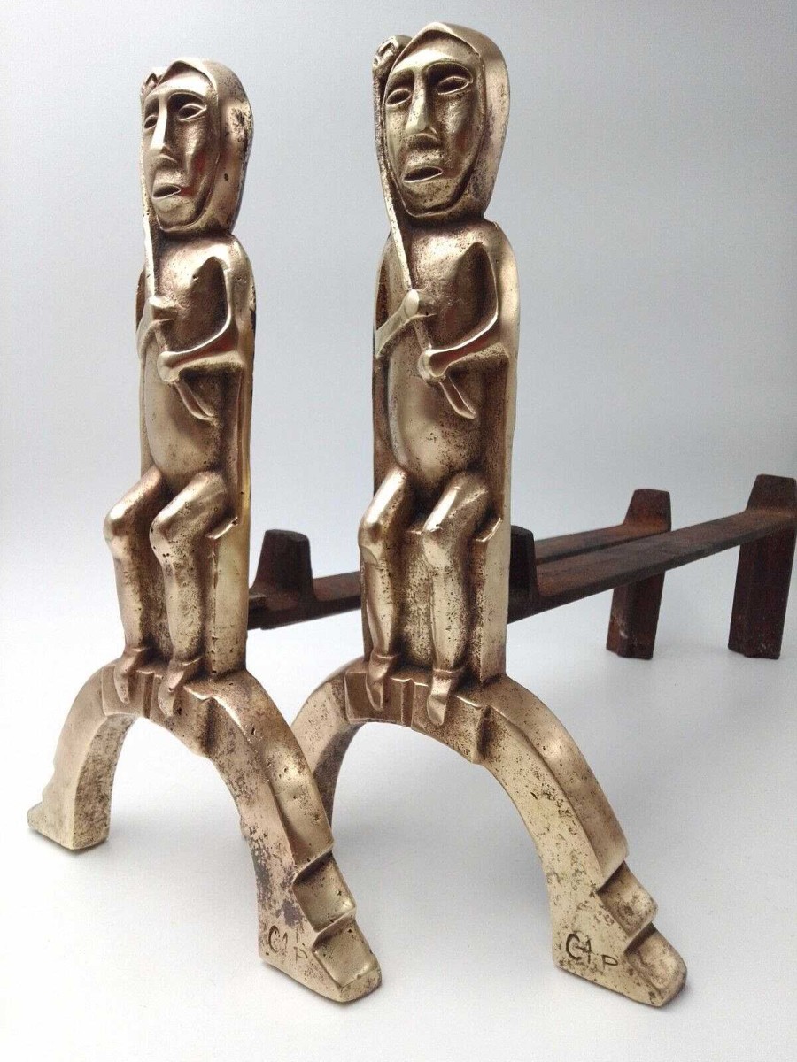 Sculptures EGO IMAGO | Pair Of Anton Prinner Andirons, France, Circa 1930