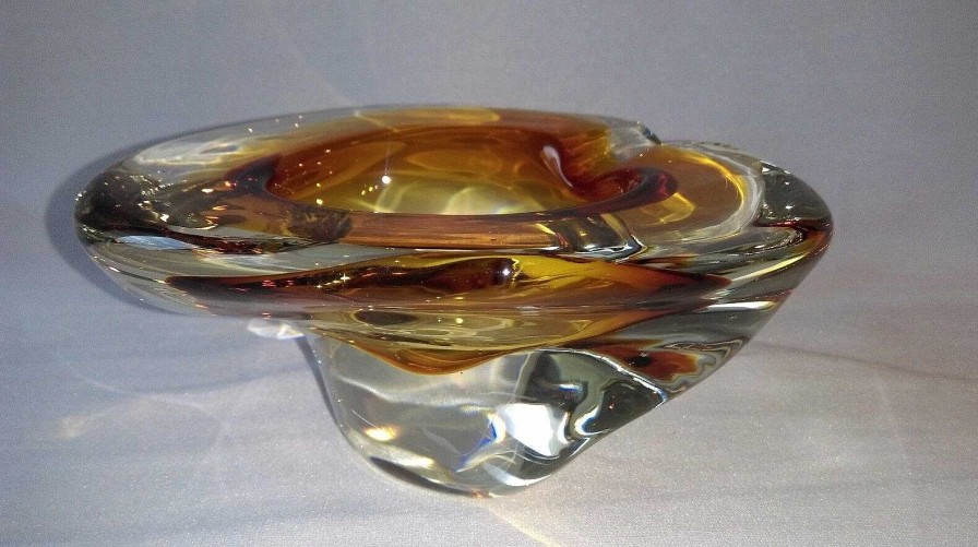 Objets EGO IMAGO | Chic Vide Poche Cendrier Murano Italy, 1970S " Couleur Cognac