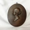 Objets EGO IMAGO | Ancien M Daillon Ovale En Bronze " Femme De Profil " Sign Dian 1864