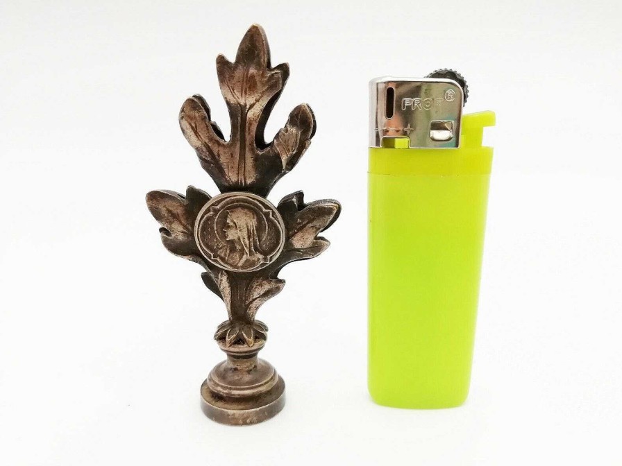 Objets EGO IMAGO | Ancien Cachet Tampon En Bronze " Vierge" Par Lucien Coudray (1864-1932)