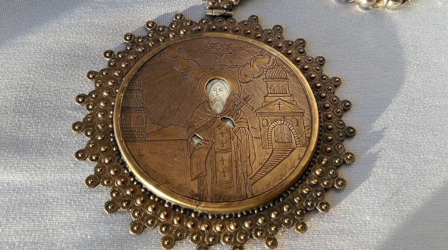 Bijoux EGO IMAGO | Ic Ne Russe Rarissime Collier M Daillon Orthodoxe En Vermeil Moscou 1890