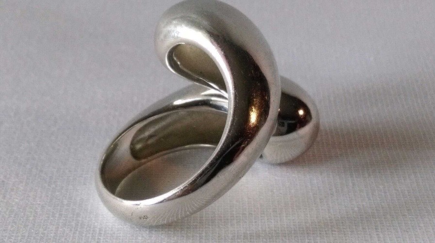 Bijoux EGO IMAGO | Jolie Bague Vintage En M Tal Argent " Biomorphique " Col T. 58