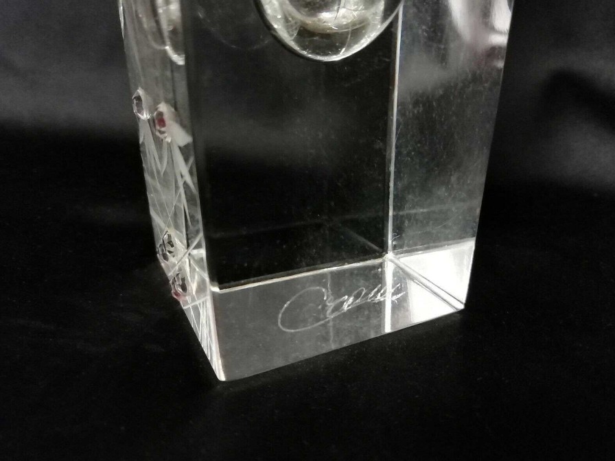 Objets EGO IMAGO | Ancien Vase En Cristal Grav Avec Strass Signature Identifier ?