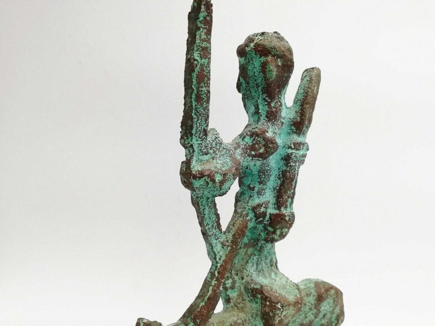 Sculptures EGO IMAGO | Ancienne Sculpture Ethnique En Bronze " Cavalier " A Patine Verte