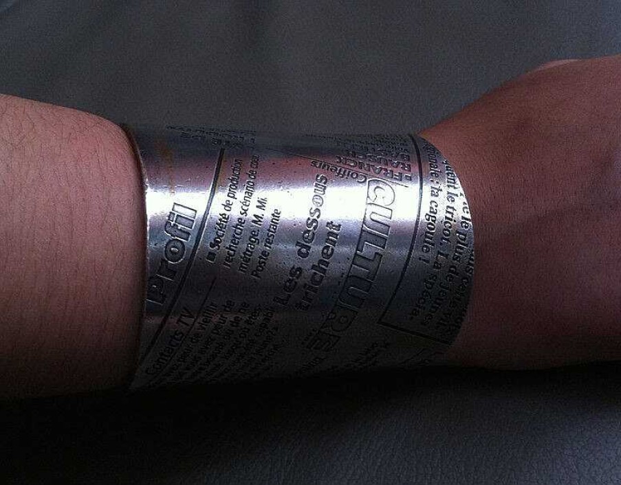 Bijoux EGO IMAGO | Unusual Modernist Bracelet Hammered Metal By Biche De Bere Paris " Newspaper "