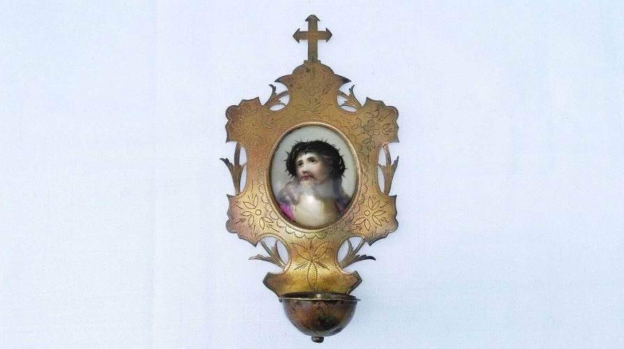 Objets EGO IMAGO | Ancien B Nitier Xixe Miniature Sur Porcelaine " Christ " De Tr S Grande Qualit