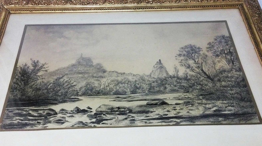 Tableaux EGO IMAGO | Tableau Crayon Poque Xixe " Le Puy En Velay " Signature Identifier