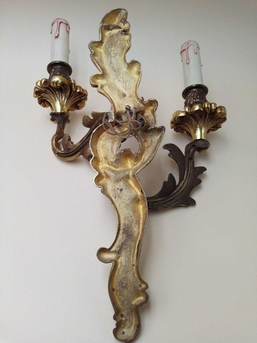 Luminaires EGO IMAGO | Paire D'Appliques De Style Louis Xv En Bronze Sign E Lucien Gau Paris