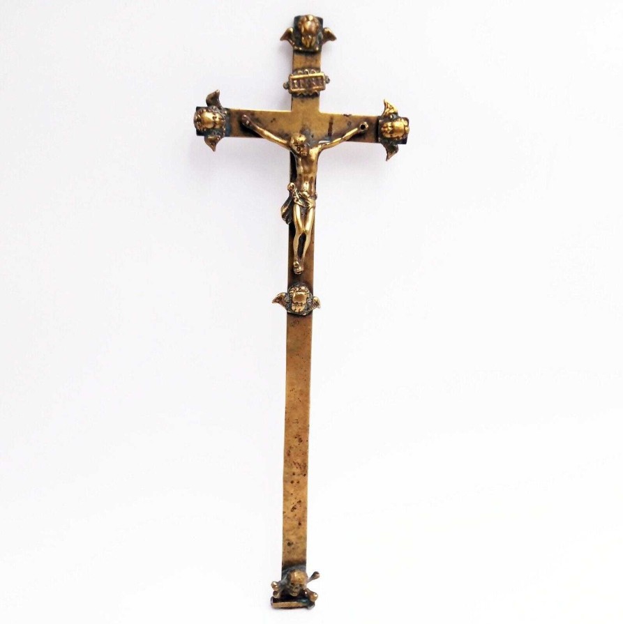 Objets EGO IMAGO | Tr S Beau Crucifix Ancien Orn D'Angelots Et De Cr Ne Vanit Xixe Si Cle