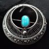 Bijoux EGO IMAGO | Ancienne Broche En Argent Filigran E Et Turquoise D'Inspiration Gyptienne