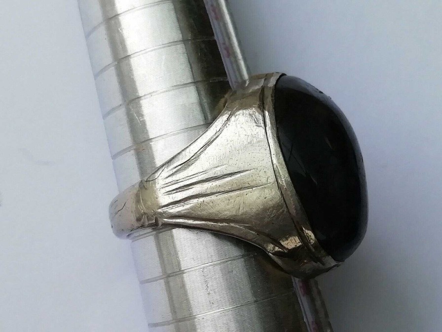 Bijoux EGO IMAGO | Ancienne Bague D'Homme En Argent Et Pierre T 54-56