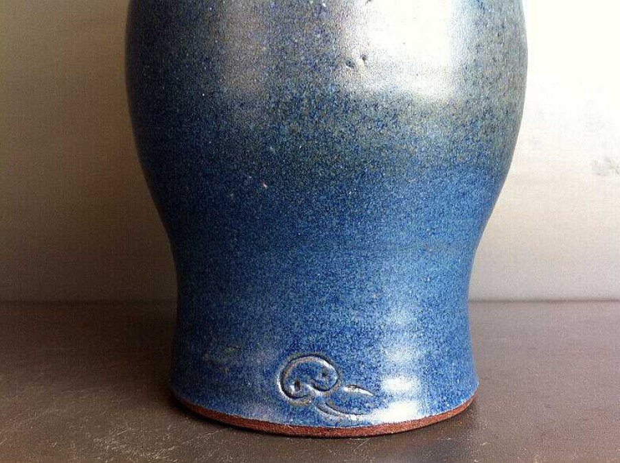 C Ramiques EGO IMAGO | Ancien Vase En Gr S De Norbert Pierlot Chateau De Ratilly Bleu Assez Rare !