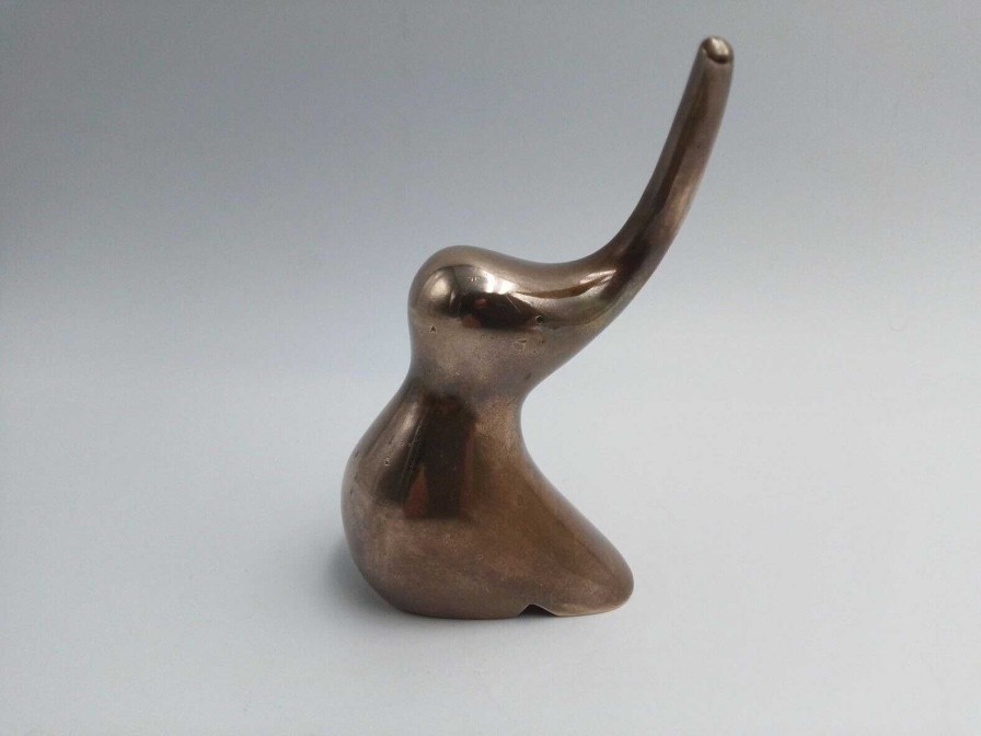 Objets EGO IMAGO | Ravissant Petit L Phant Stylis Biomorphique En Bronze Sign Alain Cantarel