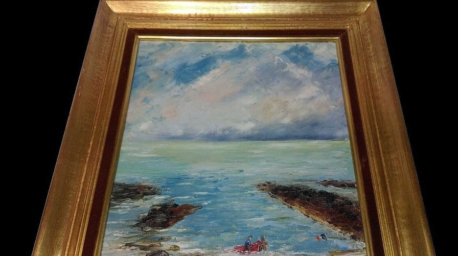 Tableaux EGO IMAGO | Tableau Huile Sur Toile De R.Picault Sign " Paysage Marin " Bretagne