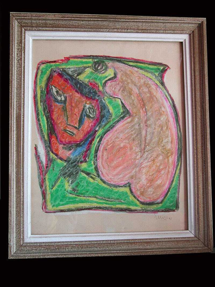 Tableaux EGO IMAGO | Rare Tableau Pastel Sign Ioan Mirea ( 1912 - 1987 ) Peintre Roumain