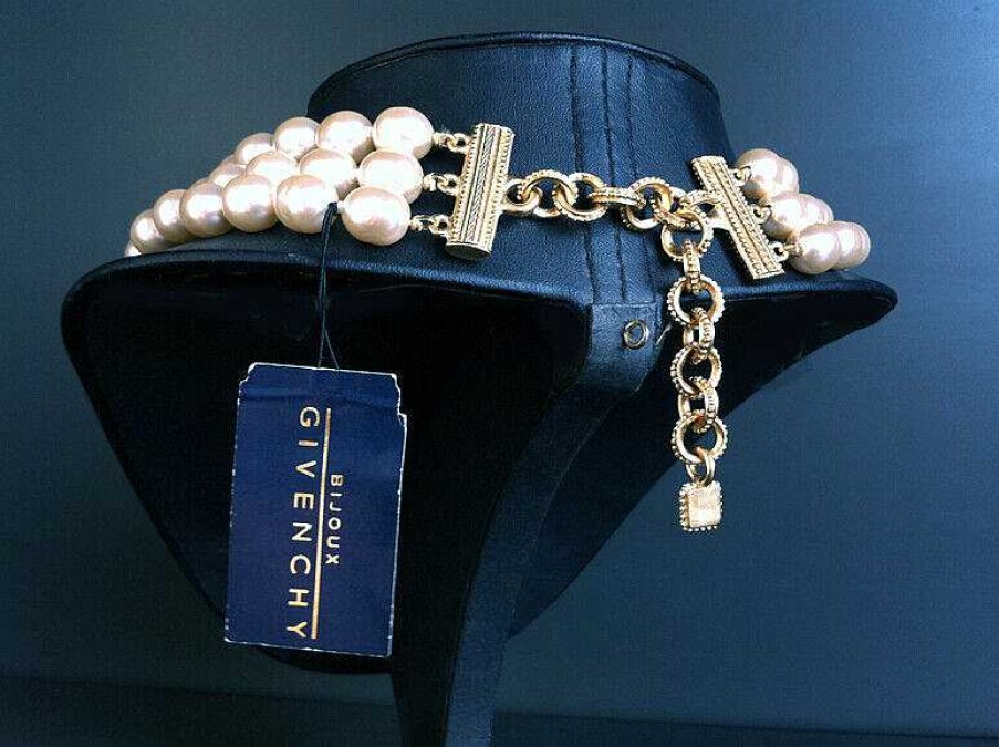 Bijoux EGO IMAGO | 1980S Givenchy Vintage Necklace Faux Pearl - Couture Triple Rang De Perles