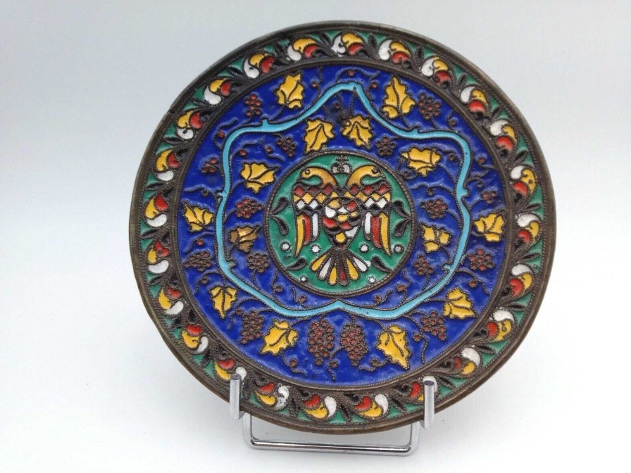 Objets EGO IMAGO | Ancien Plat D Coratif Mural Cloisonn Travail Russe