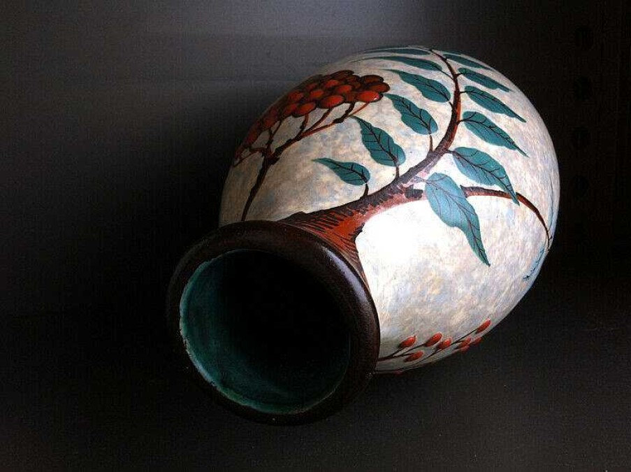 C Ramiques EGO IMAGO | Tr S Chic Paire De Grands Vases Pansu En Gr S Sign S Louis Dage ( 1885 - 1963 )