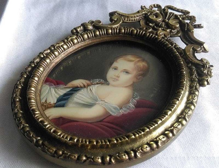 Objets EGO IMAGO | Ancienne Miniature Peinte Romantique Sign E Ida Calzolari Xixe