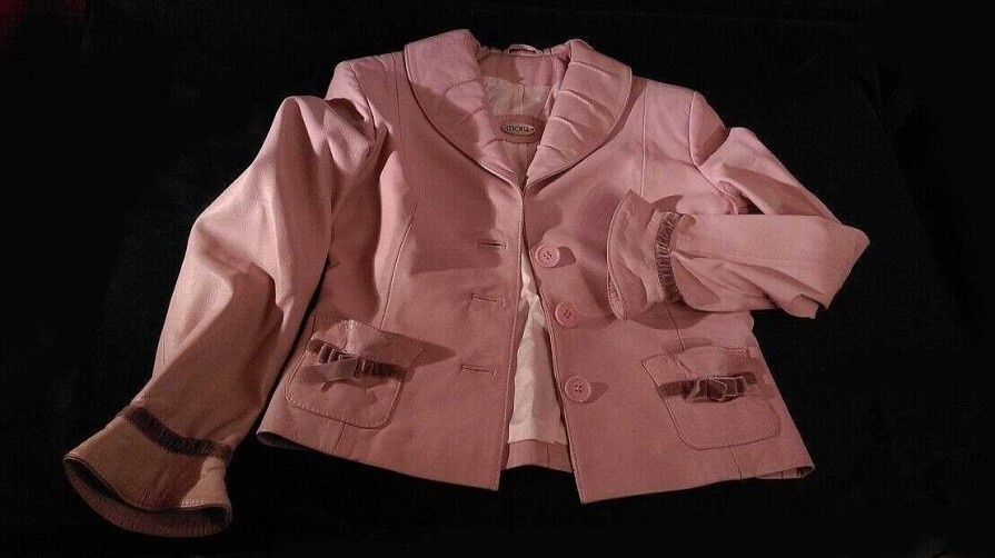 Mode EGO IMAGO | Chic Tailleur Jupe En Cuir Rose Sign Mona Paris , Tr S L Gant Taille 38