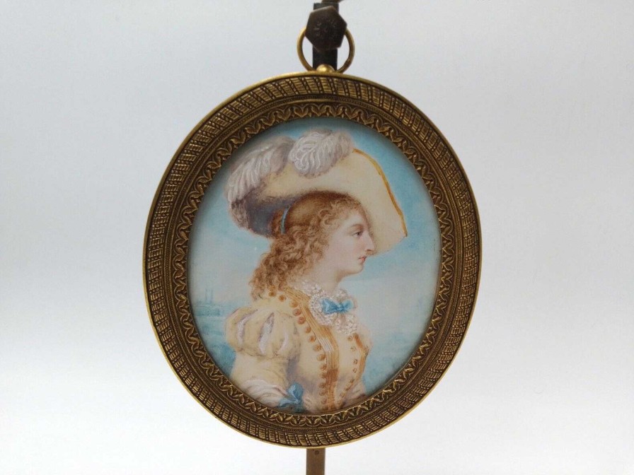 Objets EGO IMAGO | Ancienne Miniature Peinte Mademoiselle De Montensier D'Orl Ans Poque Xixe