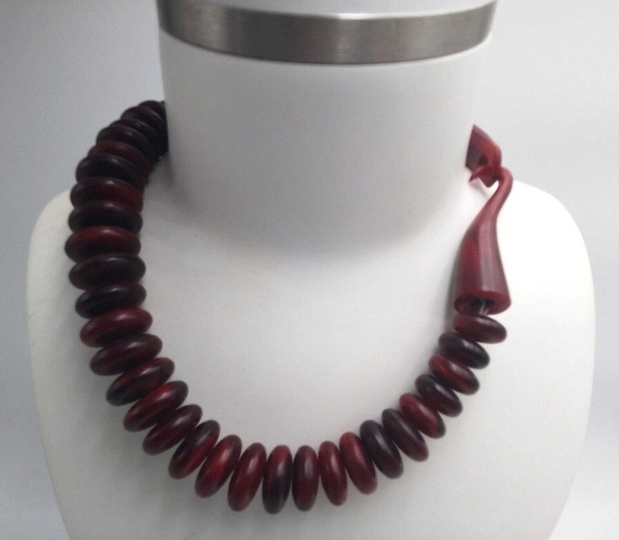 Bijoux EGO IMAGO | Fabulous Danish Vintage Mahogany Horn Necklace By Gerda Lynggaard Monies 80'S