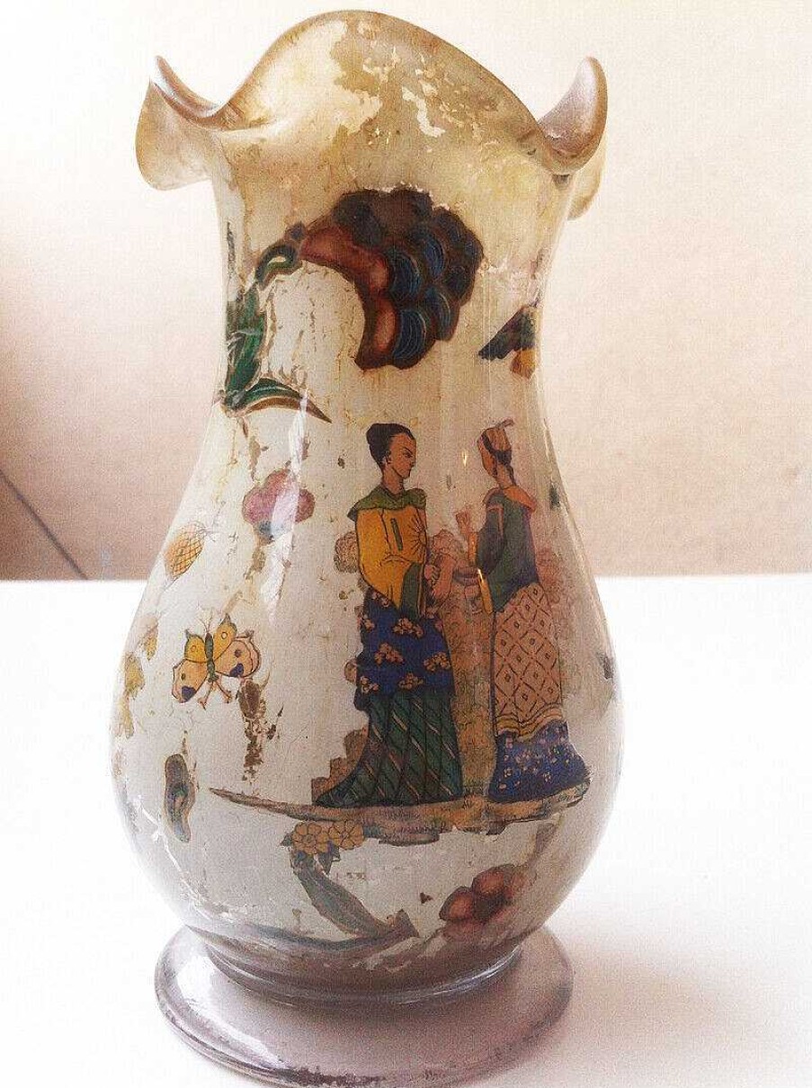 Objets EGO IMAGO | Ancien Vase En Verre Peint Et D Cor De Gravures Rehauss E Xviiie-Xixe Chine