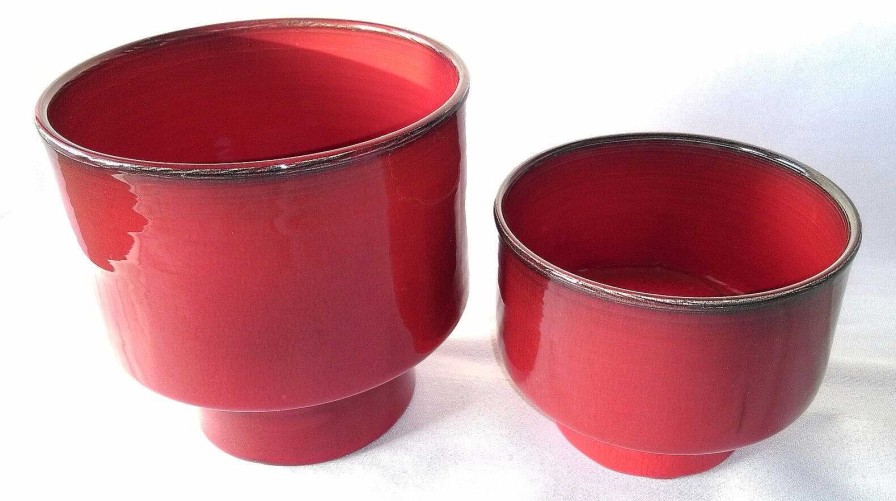 C Ramiques EGO IMAGO | 2 Pots En Ceramique 50 Superbe Mail Rouge Signature Sous La Base Identifier ?